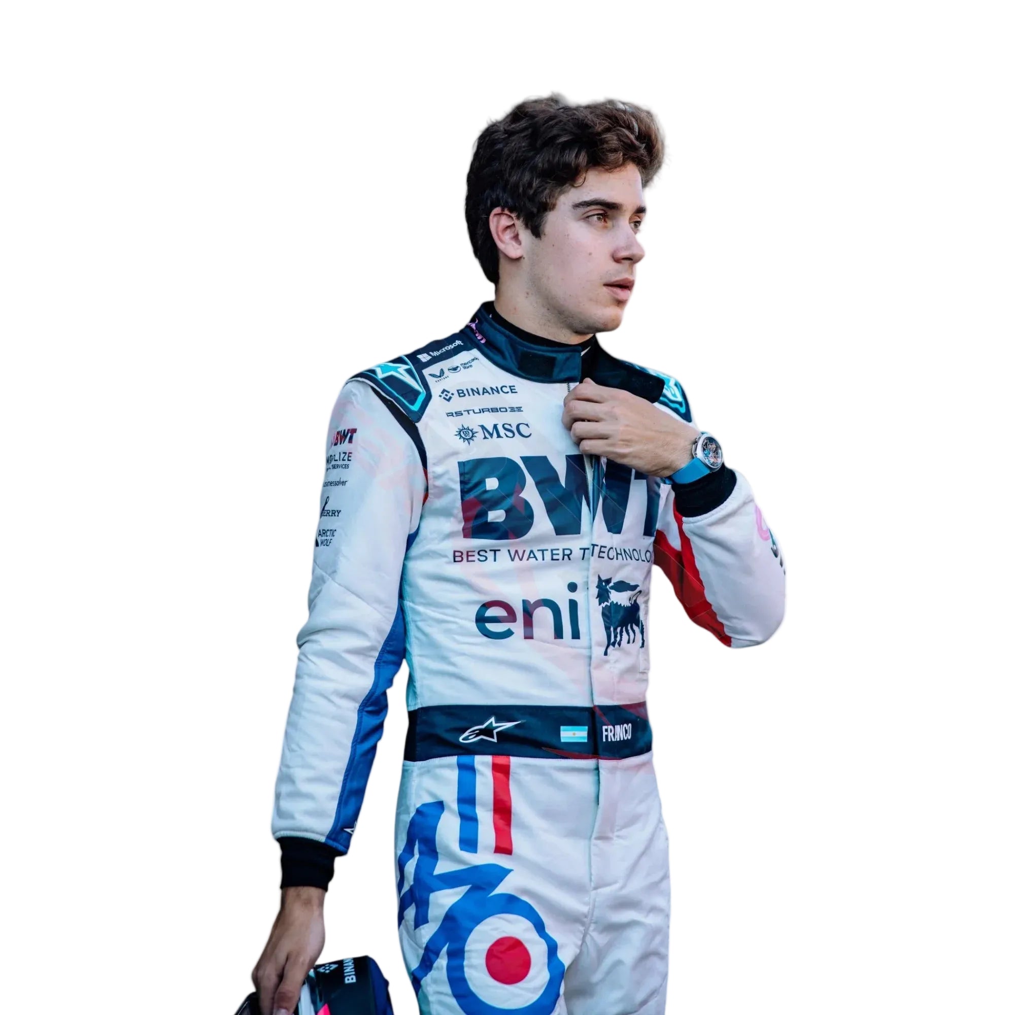 2025 Franco Colapinto Spanish GP celebrate 70 years Race Suit