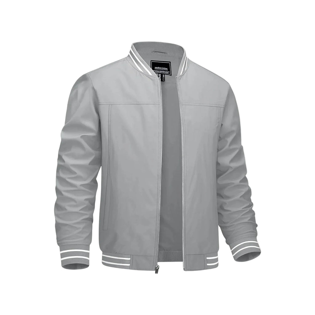 Men's Lightweight Bomber Jacket - Light Grey